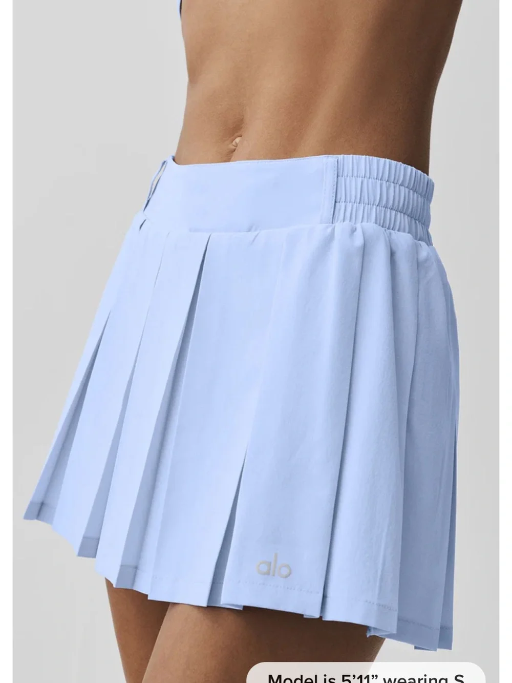 ALO Yoga Blue Pleated Skater Skirt medium large rally nwt medium
